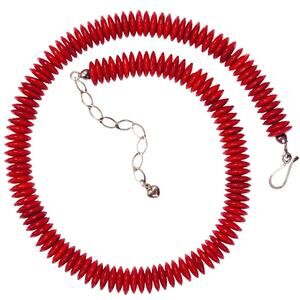 Vintage Jay King DTR Red Coral Sterling Silver Necklace Beaded Adjustable 20"